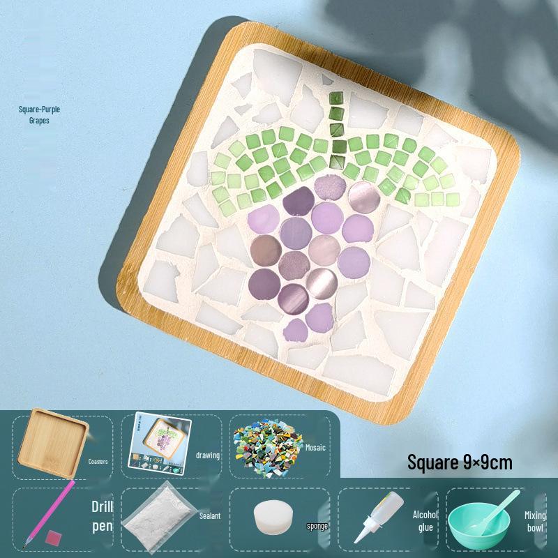 DIY Large Mosaic Coaster Kit: Creative Glass Sticker Pack for Adults & Kids