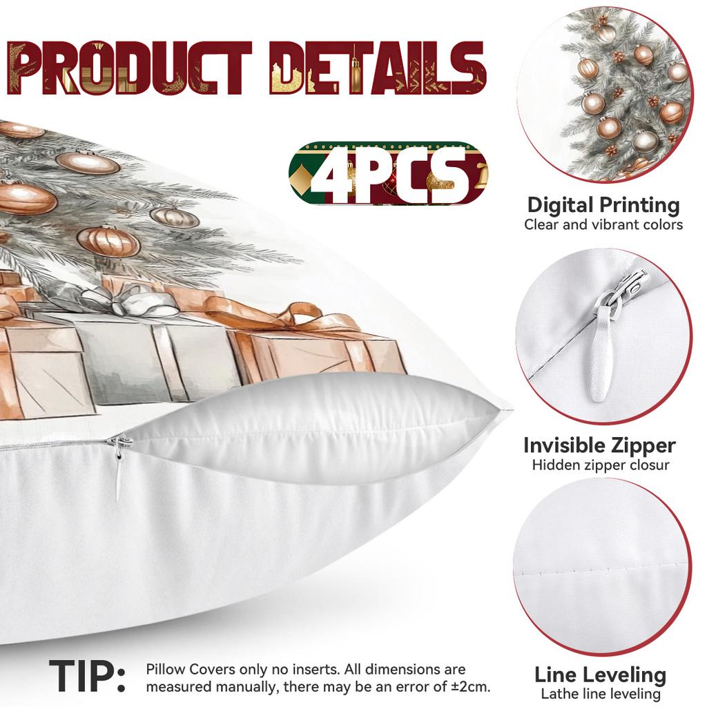Vintage Christmas Series Pillowcase Printed Polyester 40/45/50cm Throw Pillowcover Decorative Sofa Cushion Pillowslip Home Decor