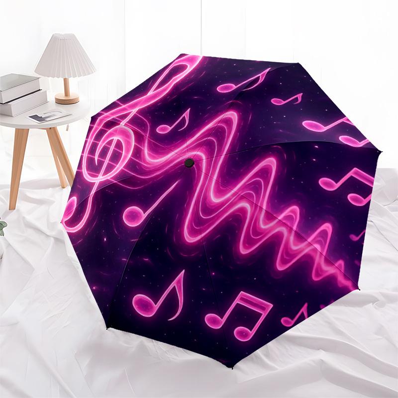 1pc Music Notes Pattern Automatic Folding Umbrella - 8-Rib Durable Iron Frame, Compact Portable for Daily Travel yy251205052