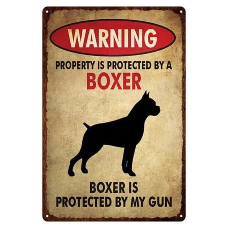 Uwaga na psy Metalowe znaki Plakaty ścienne Tabliczka Znak ostrzegawczy Dekoracja Vintage Malarstwo żelazne do domu Kawiarni Ogrodu Klubu Baru