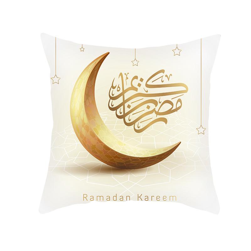 Home Decor Ramadan Kareem Lantern & Crescent Pillow Covers Pattern Cushion Cover Suitable For Sofa Bedroom Car Pillow Cover