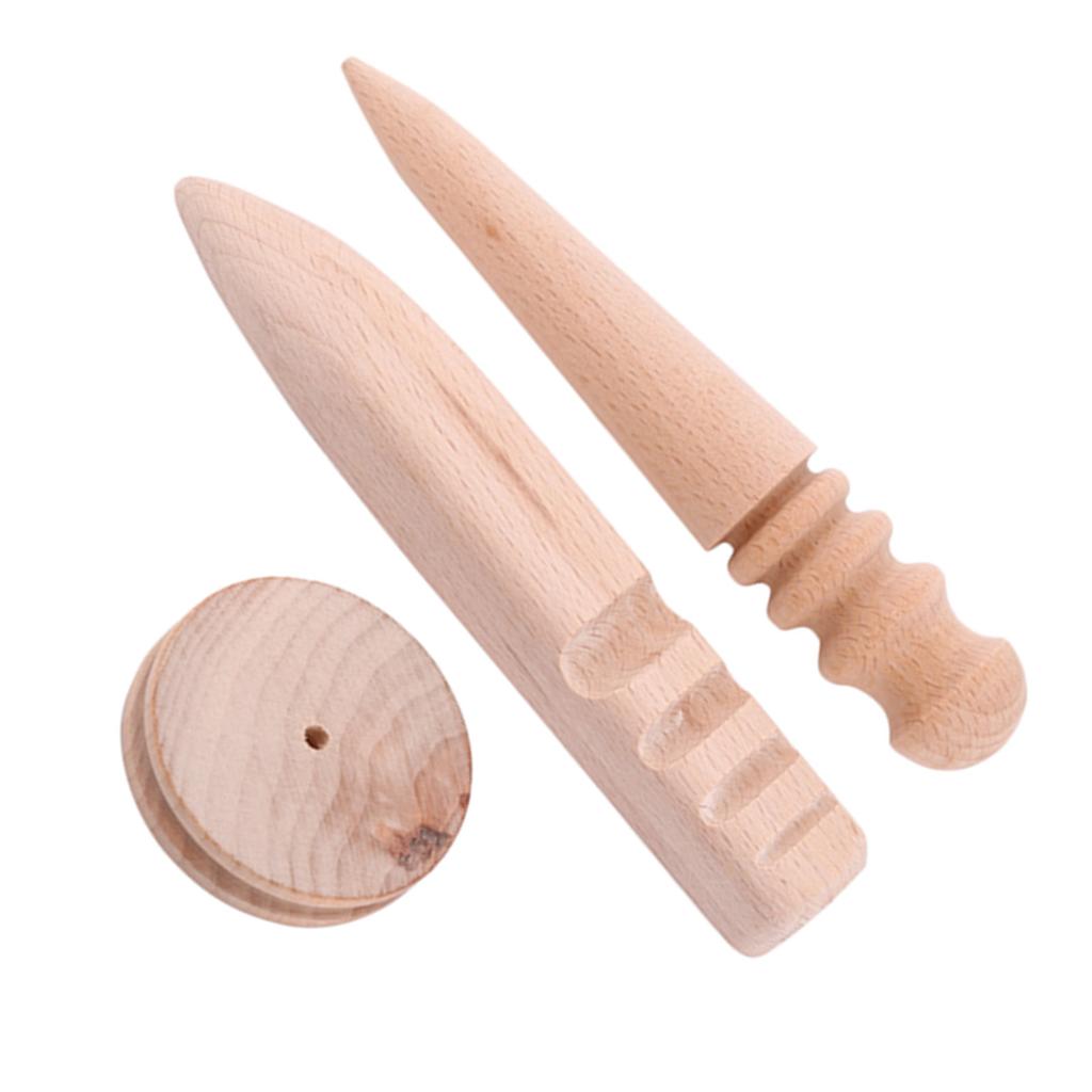 3 Types Wooden Leather Edge Burnisher Polished Grinding Tool(3 In 1 Set)