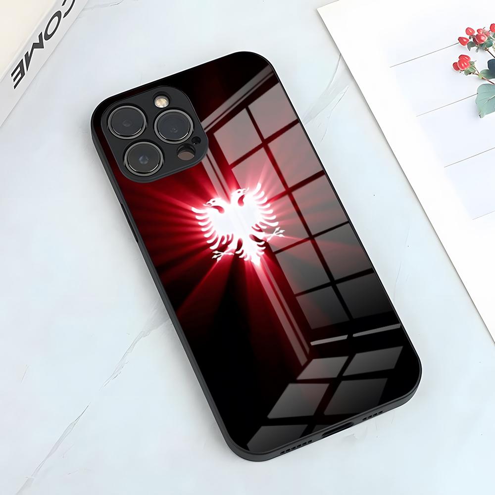 Albania Albanians Flag Phone Case For IPhone 17 Pro Max 15 Pro 16 14 Plus 12 13 Mini 11 Pro Shockproof Glass Cover