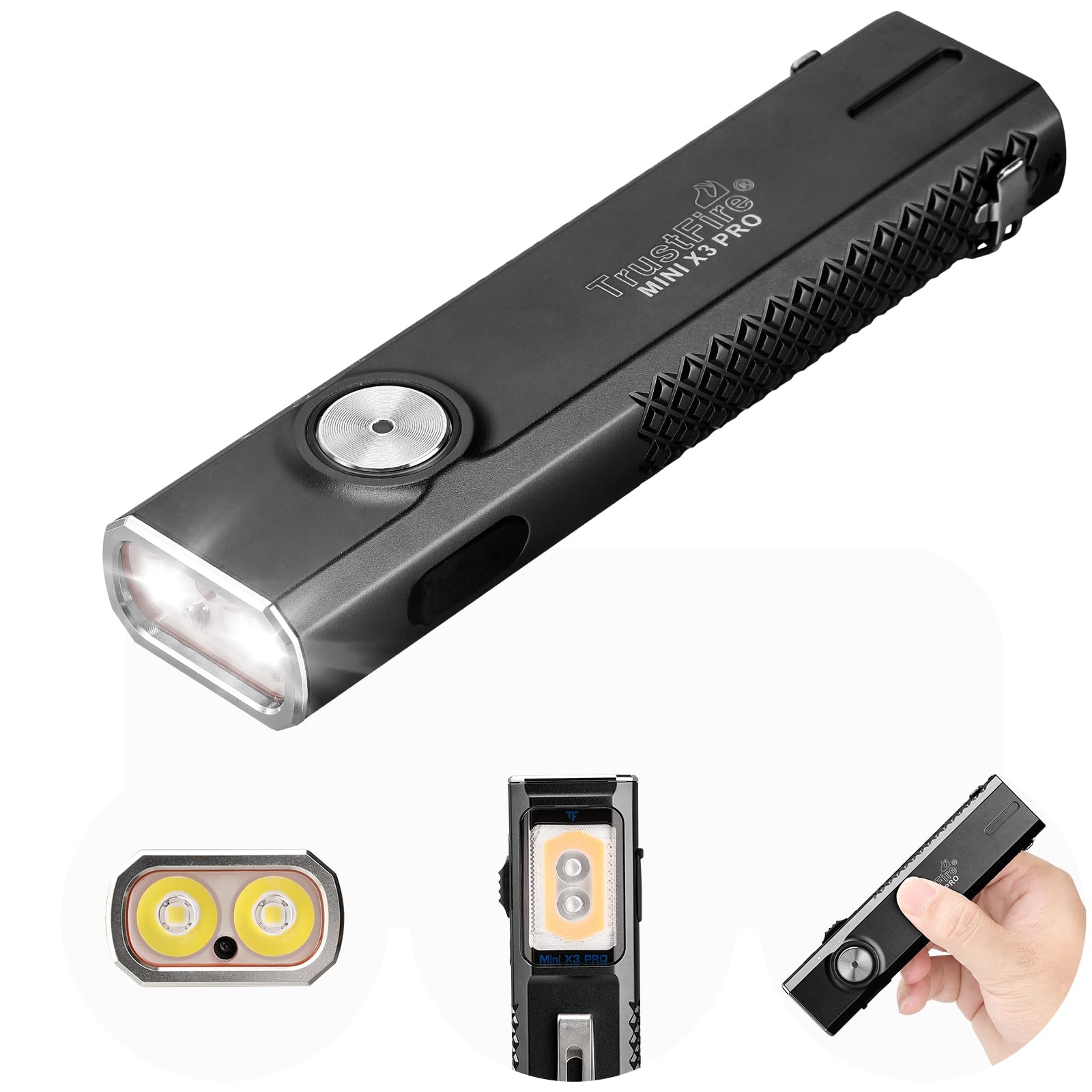 

TrustFire MINI X3 Pro EDC 2050 Високий 6 Світла IPX6 Магнітний Флуоресцентний Агент Пляма для Будівництва та Відключень Електроенергії Ліхтарик, Люмени, Яскравість, чорний