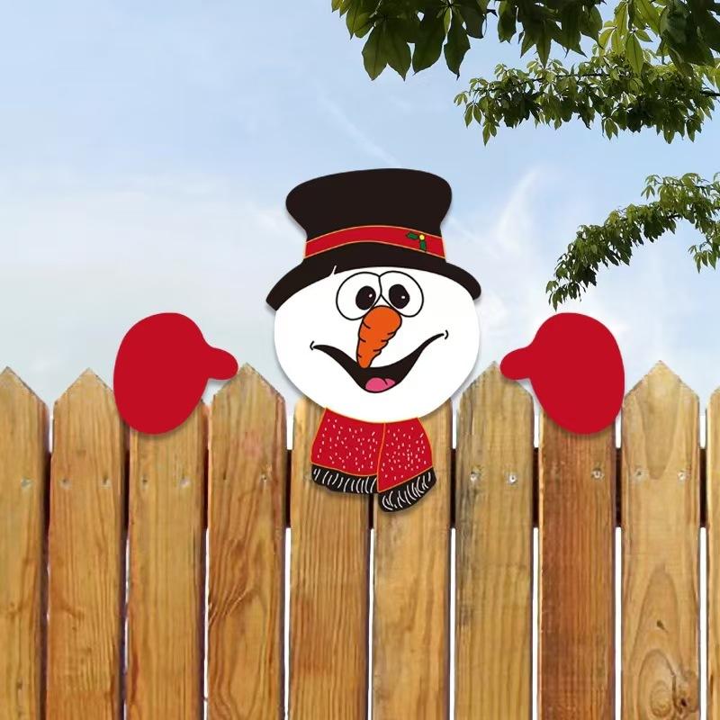 1pc Christmas Fence Ornaments Santa Clause Peeker Yard Ornaments Indoor Outdoor Ground Placard DIY Festival Gift