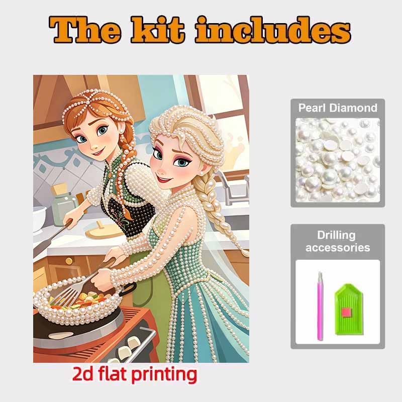 Disney Pearl Painting Anna and Elsa DIY Pearl Painting Gem Art Pearl Dot Painting Picture Crafts Adult Beginner Gifts Home Decor