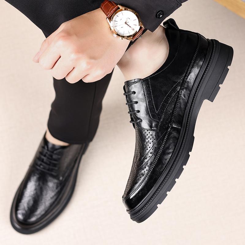 Fashion 2024 Natural Leather Hot Sale Men's Shoes Summer Fashion Trend Comfortable High Quality Thick Bottom Outdoor Brock Man Shoes