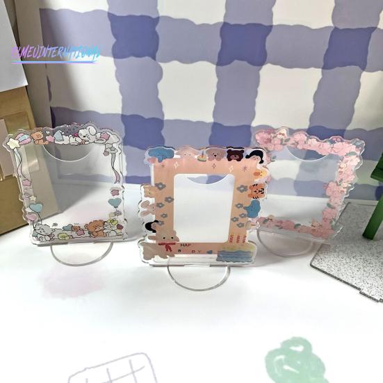 Skiltstativ Ornament - Akryl med uregelmessig bølgekant, Omgivende blomstermønster, 3-tommers album fotokortstativ, Husholdningsbruk