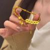 Brushed Finish Coin Pendant Bracelet Gold Color Chinese Style Bracelet Gourd Bracelet  For Women