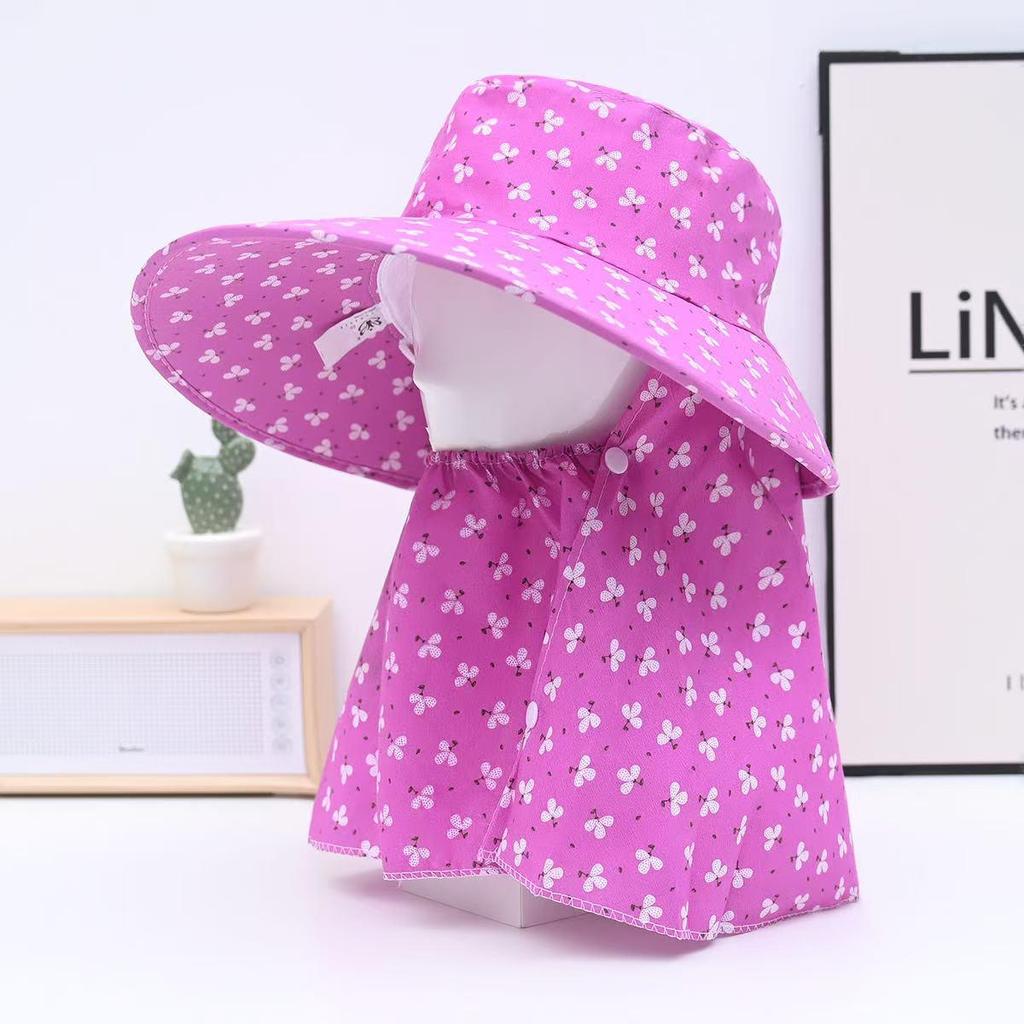 Women's Sun Protection Wide Brim Hat with Face Mask - UV Protection for Summer Activities