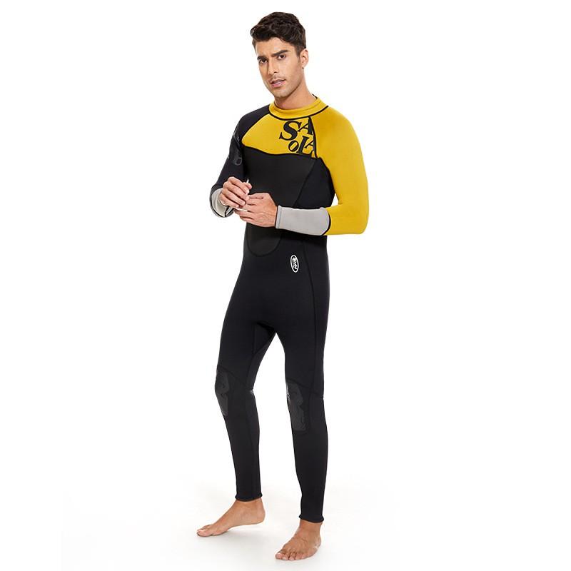 

Diving Suit Men s 3MM One-piece Long-sleeved Cold-proof Thick Surfing Sunscreen Pants XL（175-180cm，60-67.5kg)