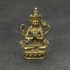 Electroplated Brass Qing Dynasty Guanyin Statue, Unique Four-arm Bronze Pendant for Art & Collectible Decor