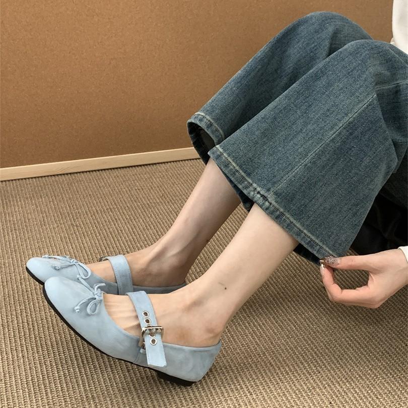Flat Bottom Round Head Design Single Shoes Women's Shoes 2025 New Spring and Autumn Bow Gentle Ballet Mary Jane Shoes