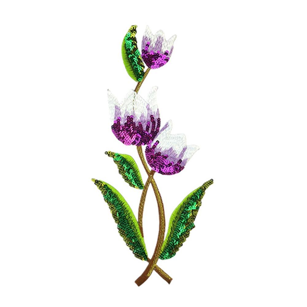High Quality Large Size Flower Patch Shining Sequins Glitter Embroidery Iron on Patch Applique Patch For Clothes DIY Applique