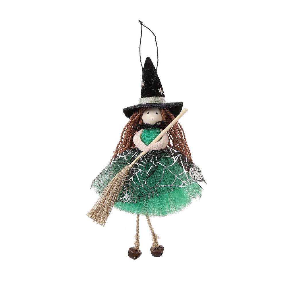 Halloween Netted Broom Witch Girl Angel Decoration Pendant Bell Hanging Doll Christmas Tree