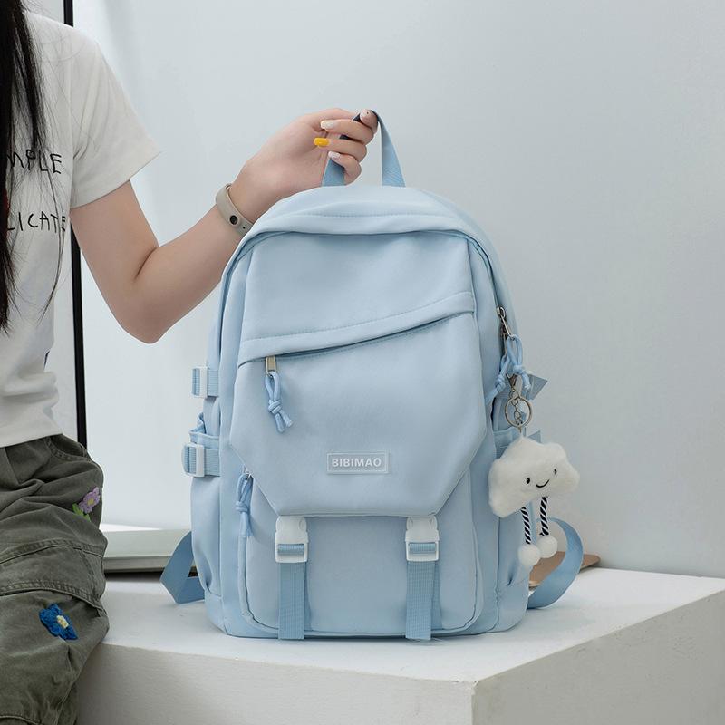 Schoolbag Large capacity junior high school student schoolbag Korean version Mori Harajuku light backpack versatile solid color tooling bag 1011