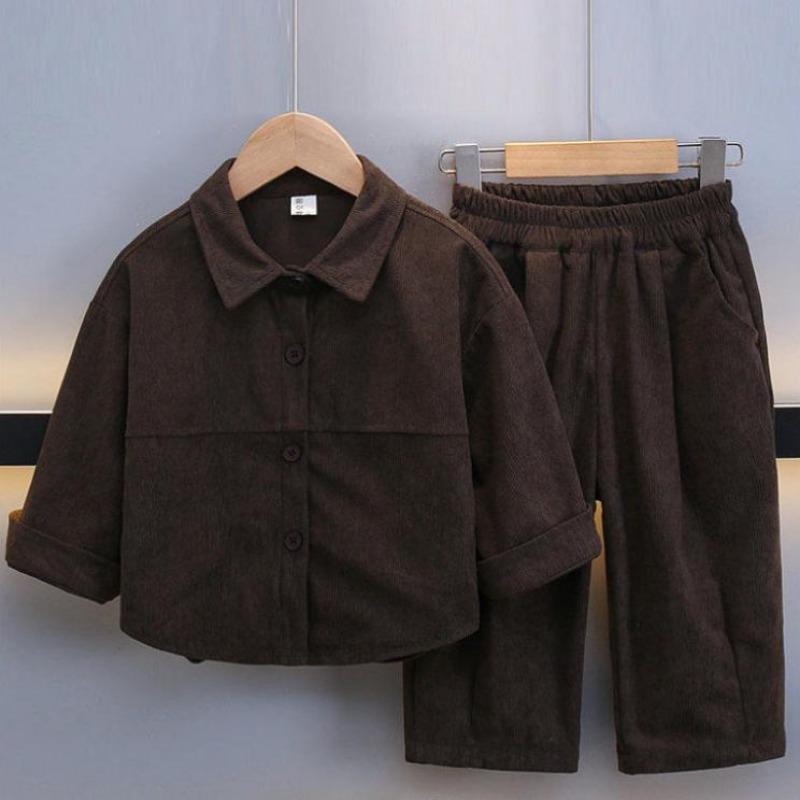 Children's   Corduroy Boys 2 Piece Sets Fashion Kids Long Sleeve Jackets and Baggy Casual Jogger Pants Spring Fall Korean Style