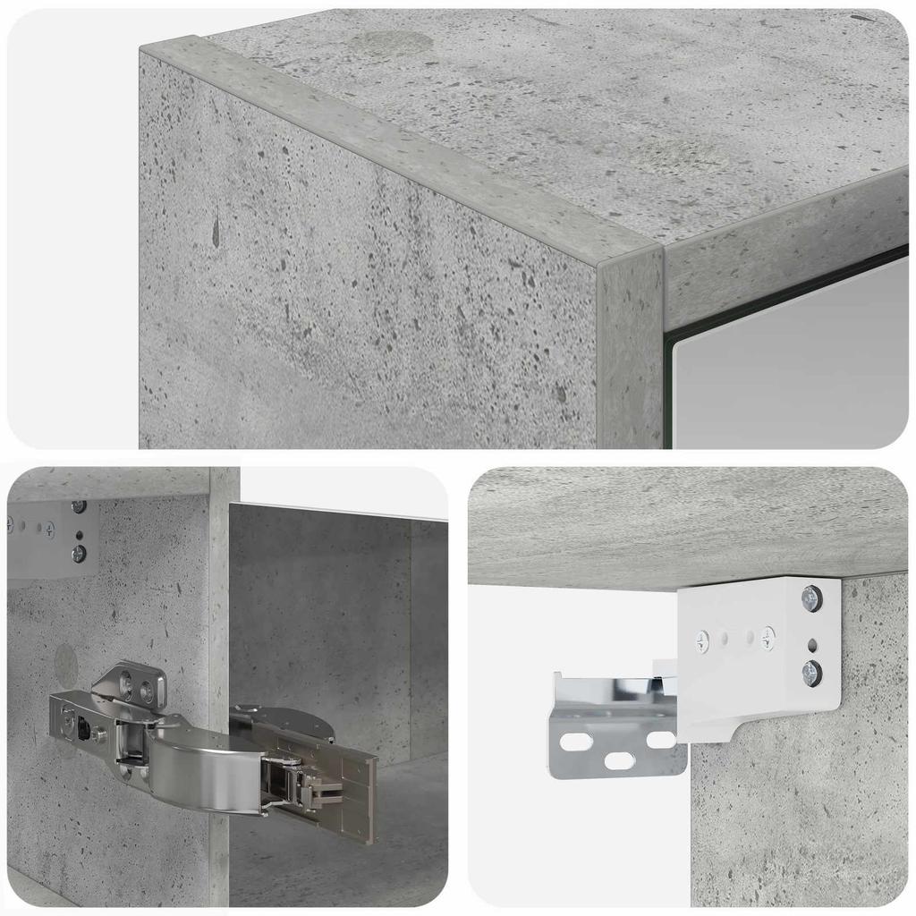 Bathroom Mirror Cabinet with Shelf Concrete Grey 43 x 16 x 62.5 cm