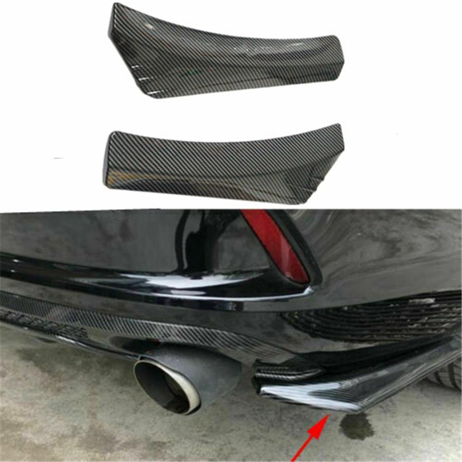 1 Pair ABS Glossy Carbon Fiber Look Rear Bumper Lip Splitter Protector Universal