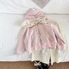 Girls Korean Style Jacket New Children's Autumn Pastoral Cute All-match Hat Lace Edge Zipper Sweater
