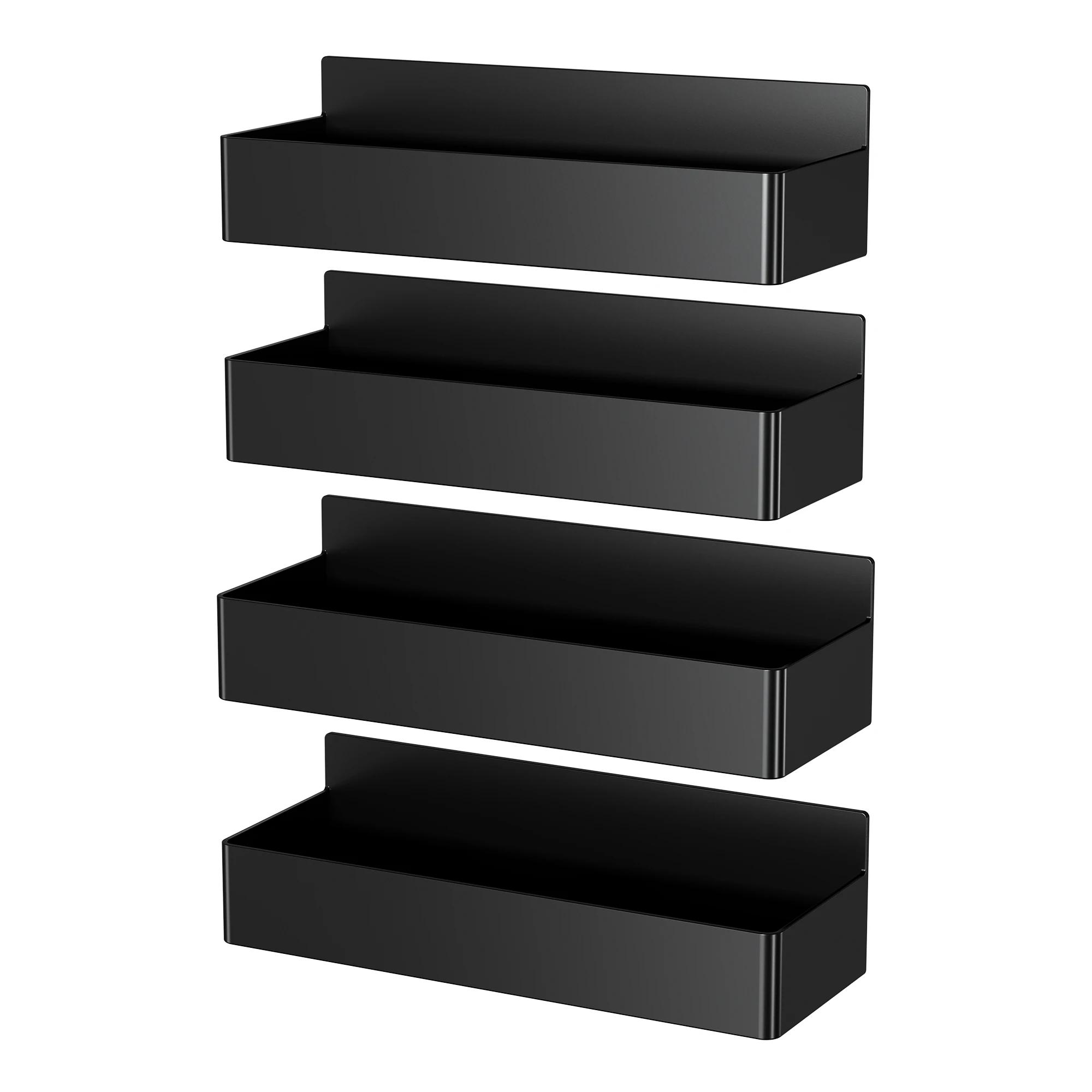 

4PCS Magnetic Spice Storage Rack Black Plastic Fridge Shelves Cabinet Organizer Kitchen Accessories the Side of Refrigerator