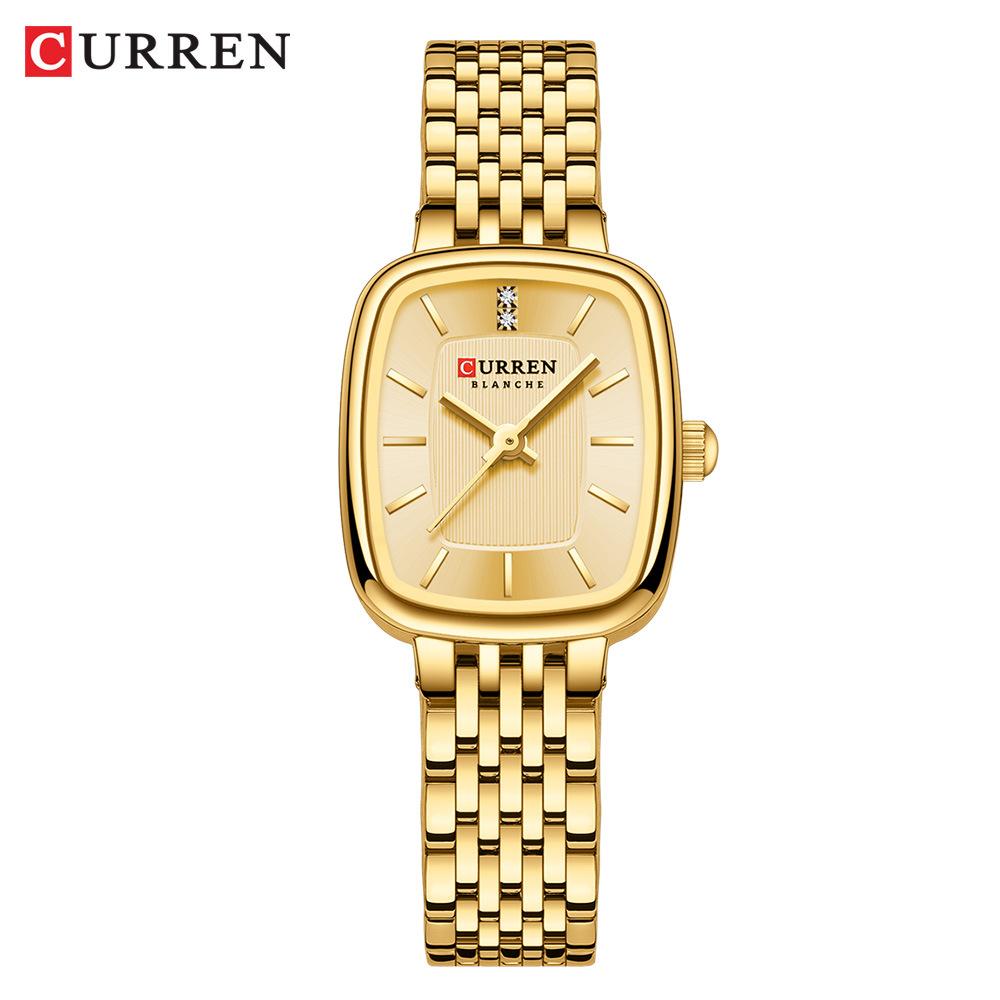 CURREN Fashion Quartz Women Watch Simple Elegant Square Dial Gold Stainless Steel Strap Waterproof Leisure Business Watches