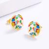 High Quality Exquisite Epoxy Irregular Pattern Hoop Handmade Enamel Earrings Jewelry Birthday Party Bridal Gift