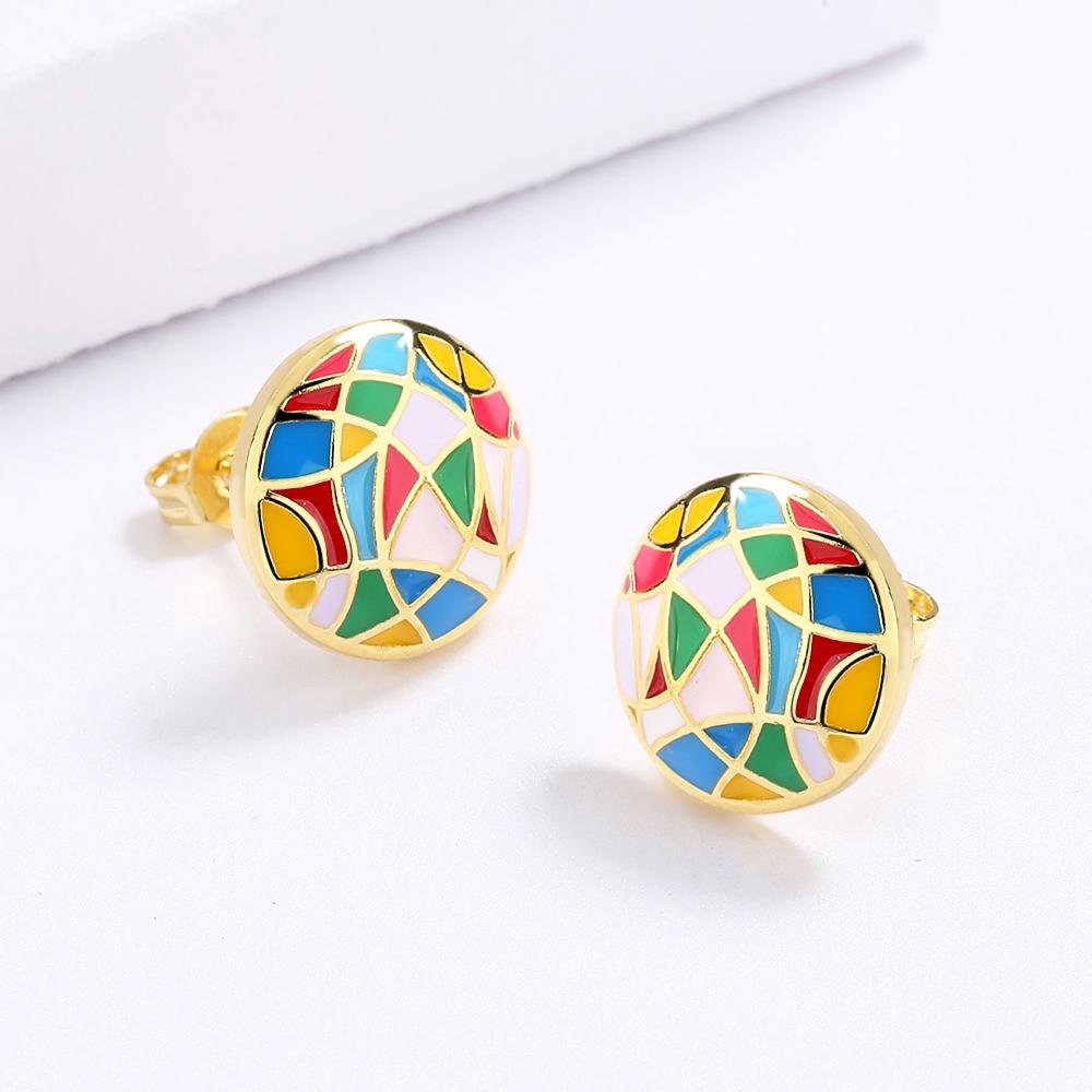High Quality Exquisite Epoxy Irregular Pattern Hoop Handmade Enamel Earrings Jewelry Birthday Party Bridal Gift