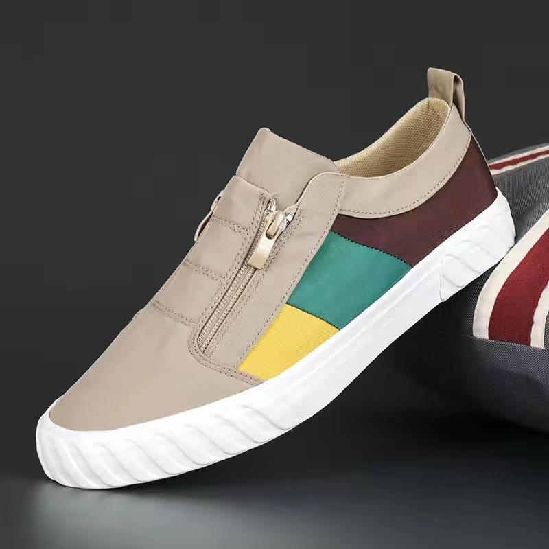 Men's Spring Canvas Zipper Shoes: Breathable, Versatile, Low-Top Sports Sneakers