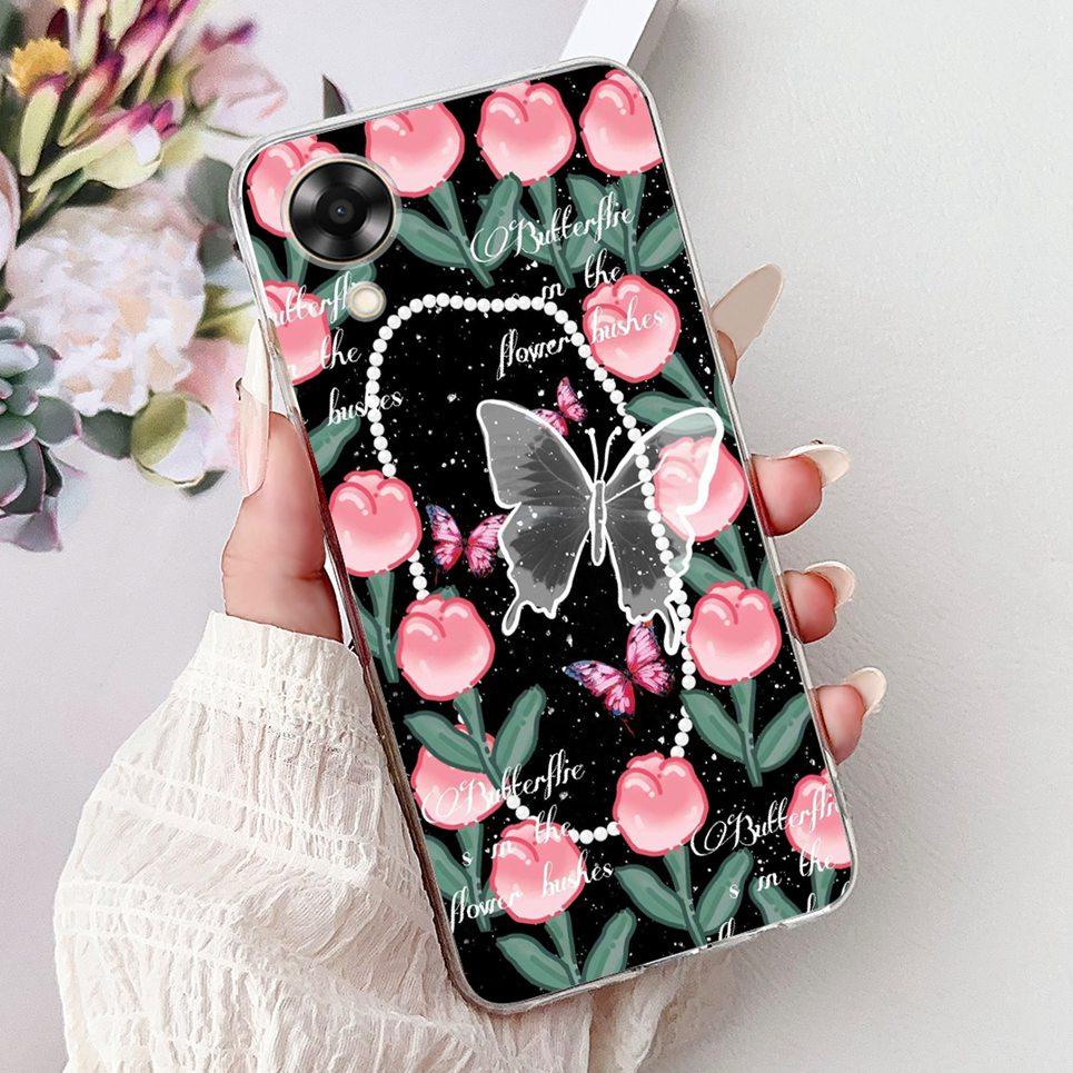 Case For Oppo A17k A17 4G Back Cover Oppo CPH2471 CPH2477 Colorful Butterfly Flower Painting Phone Cases Transparent Soft TPU