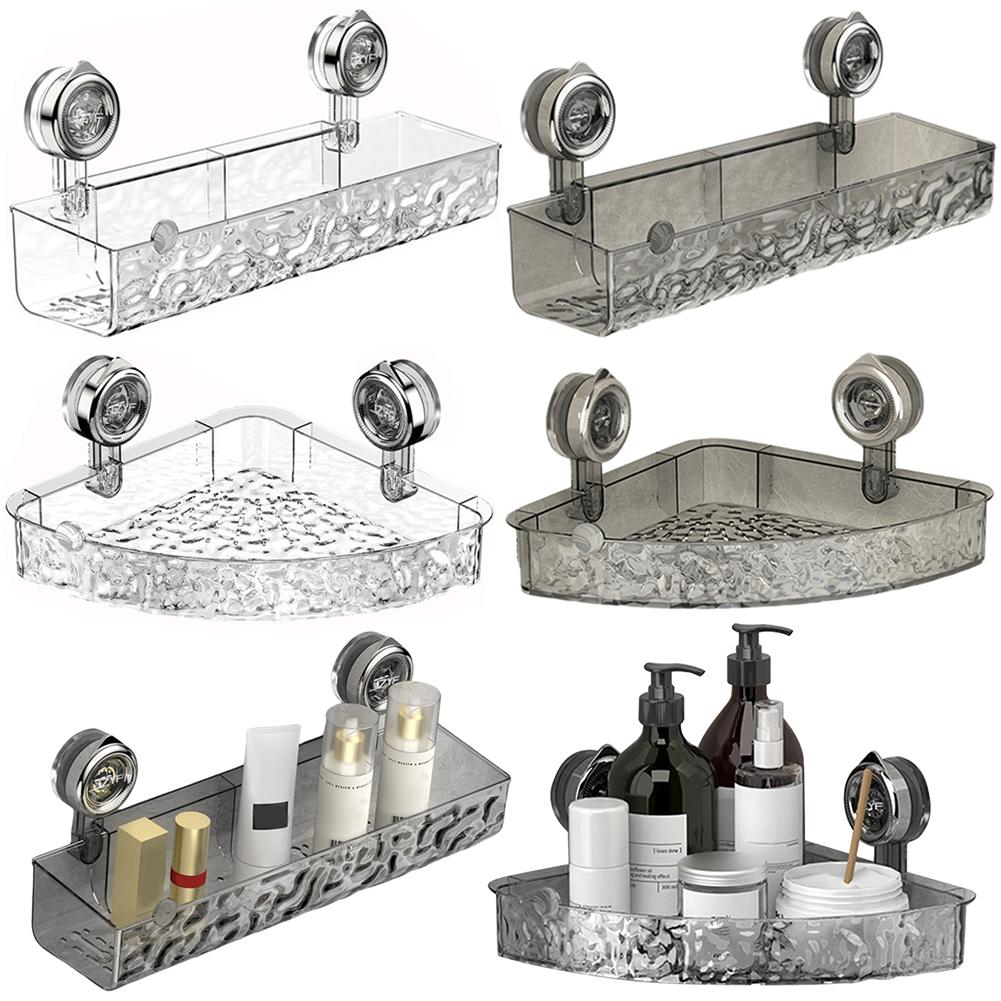 Glacier Pattern Suction Cup Shelf Wall Mounted Transparent Storage Holder Suction Cup Storage Basket for Makeup Organizer Rack
