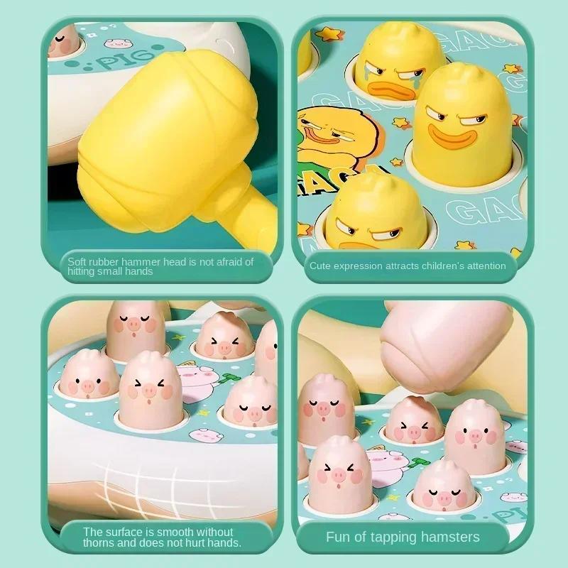 Giocattolo per Bambini AnatraRanaMaiale Gioco di Apprendimento Montessori Puzzle Educativo Regalo per Bambino/a 12 24 Mesi con Martello