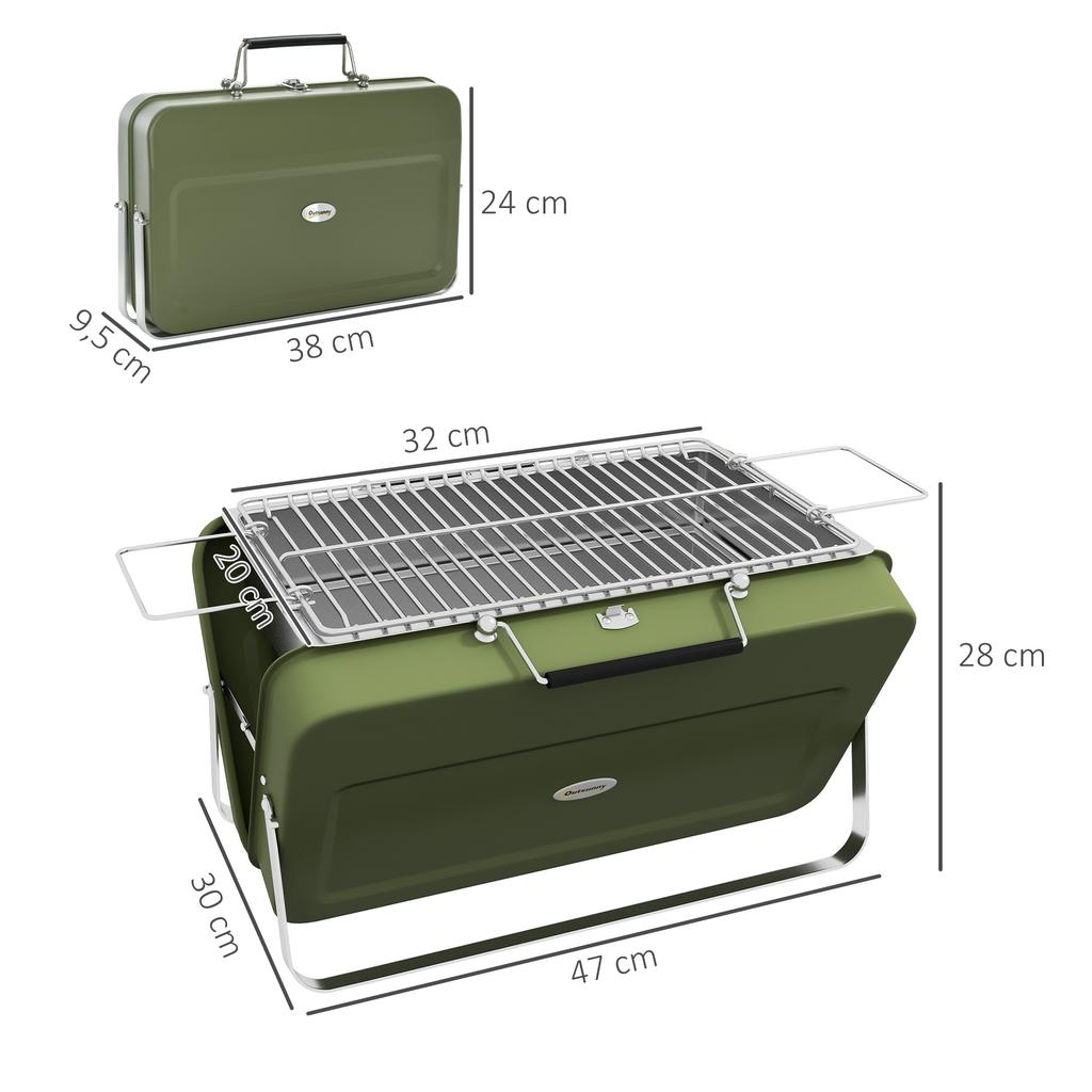Metalen Geschikt-Stijl Draagbare Barbecue Grill - Groen