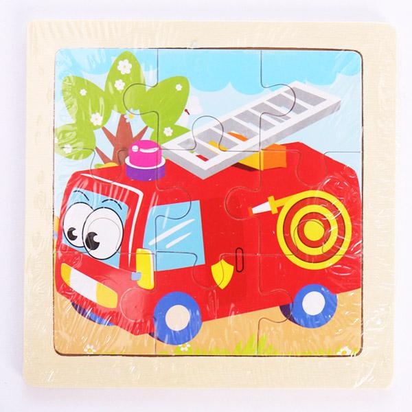 New 9 Piece Montessori Wooden Puzzle Cartoon Dinosaur Transportation Jigsaw 3d Puzzle Early Learning Educational Toys for Kids