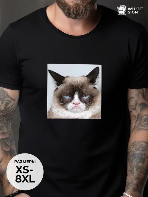 Oversized cotton T-shirt with Grumpy Cat print 2XL