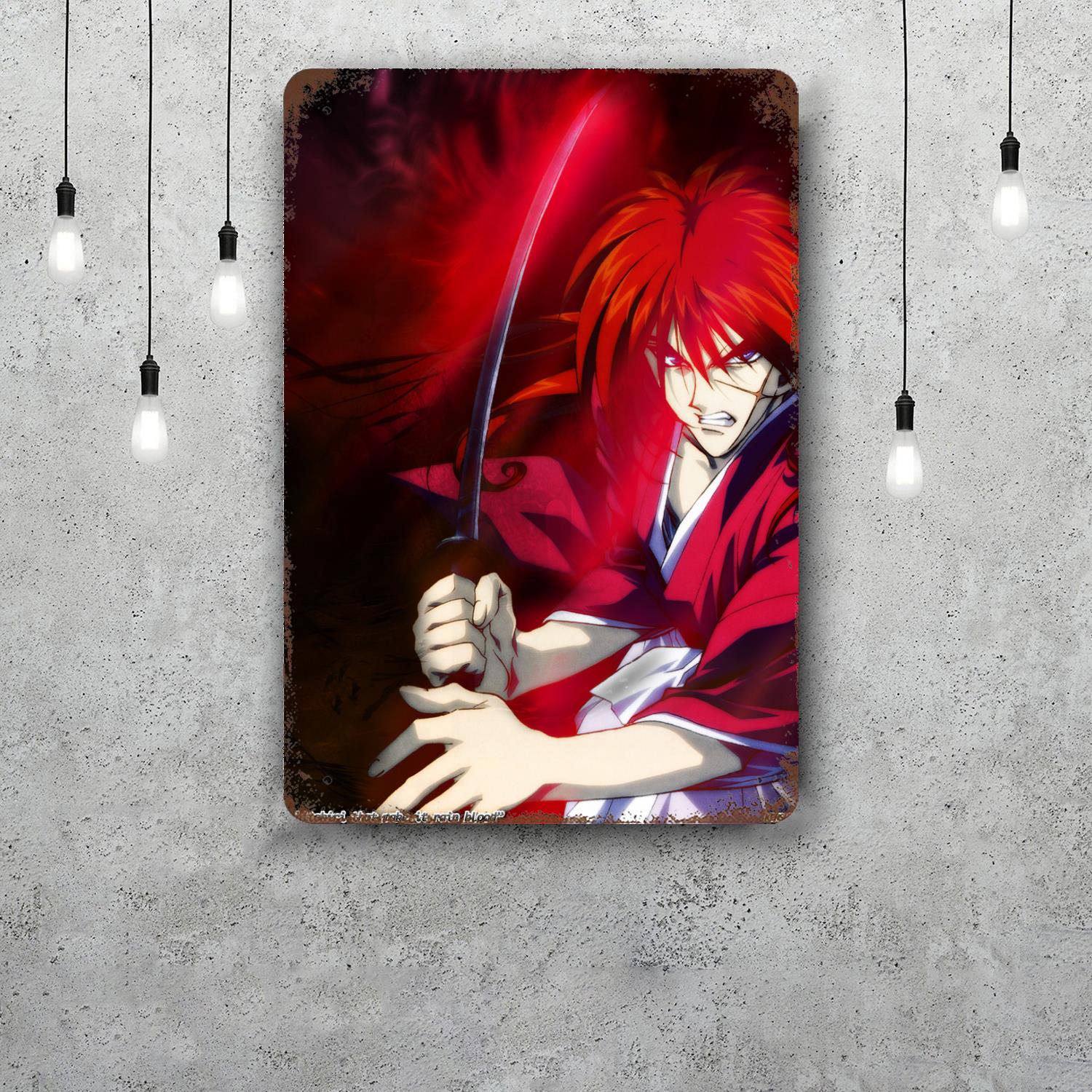

samurai x game Vintage Metal Tin Signs Posters Decor Retro Metal Plaque Wall Art Decor for Garage Bar 20x30cm（7.8x11.8inch）