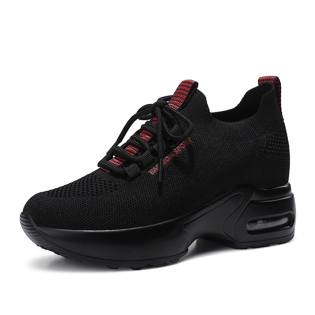 Flying woven sports shoes 2025 new summer height increase women's shoes mesh white shoes casual shoes dad shoes tide