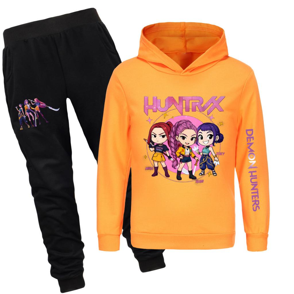 

5033x Kids Girls Rumi Zoey Mira Print Hoodies Pants Trouser Clothes Set 160cm помаранчевий