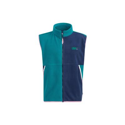 Neo Logo Print Pattern Zip Stand Collar Sleeveless Vest Color Block Unisex Vests HN4754