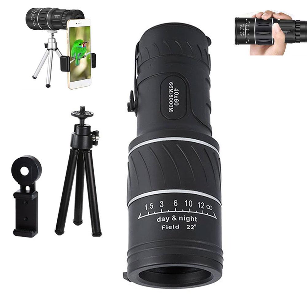 16X HD Monocular Telescope With Phone Adapter 8000M Day & Night Vision BAK4 Prism FMC Lens Pocket Scope For Bird Watching