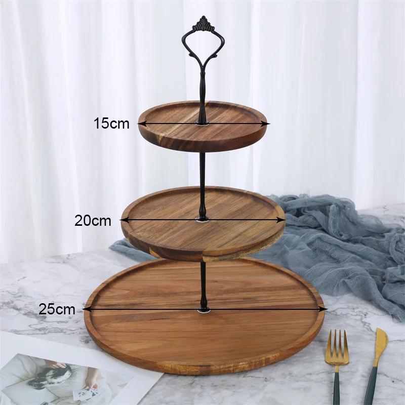 2/3-layer Removable Cake Stand Wooden Dried Fruit Tray Fruit Snack Dish Wedding Dessert Candy Display Rack Cupcake Fruit Plate