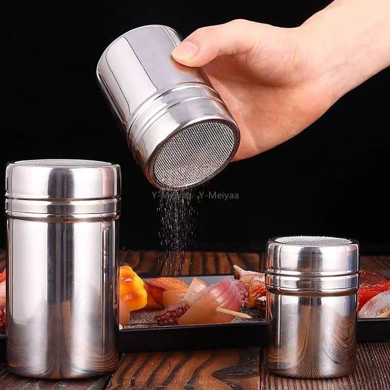 1PC Stainless Steel Mesh Condiment Shaker Dusters Dusting Salt Shaker Spice Jar Salt Sugar Pepper Shaker Box Cocoa Icing Powder