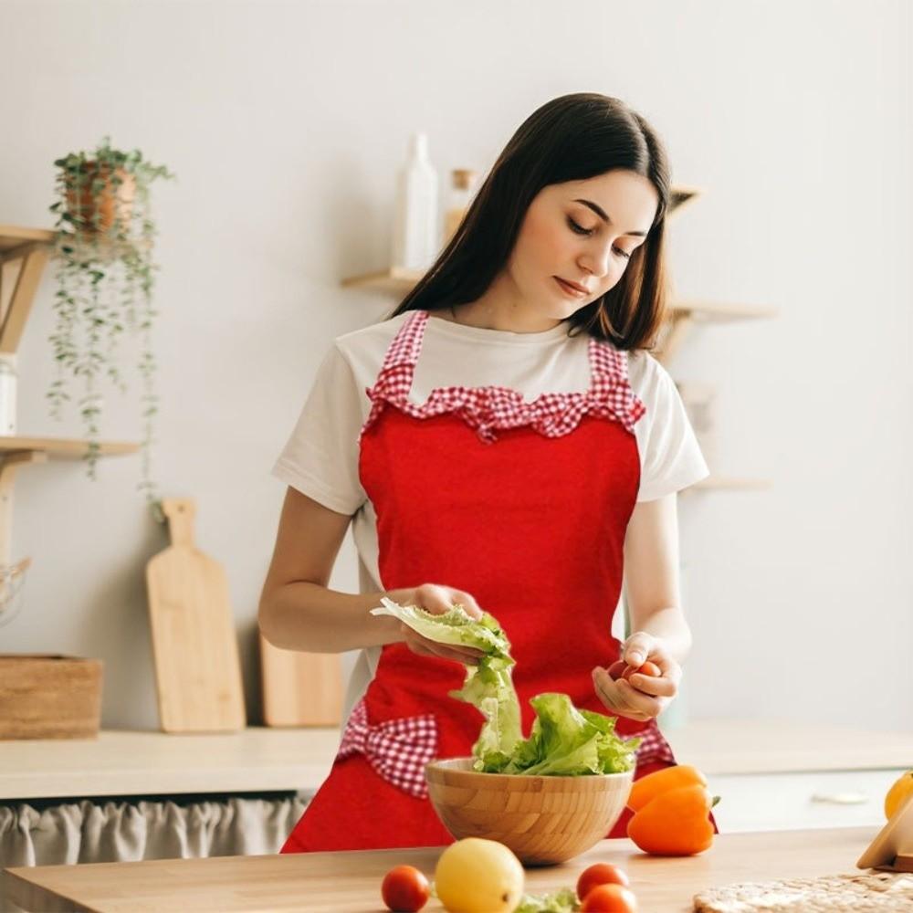 Ruffle Trim Kitchen Apron Bow Detail Halter Neck Apron Vintage Baking Apron  Home Use