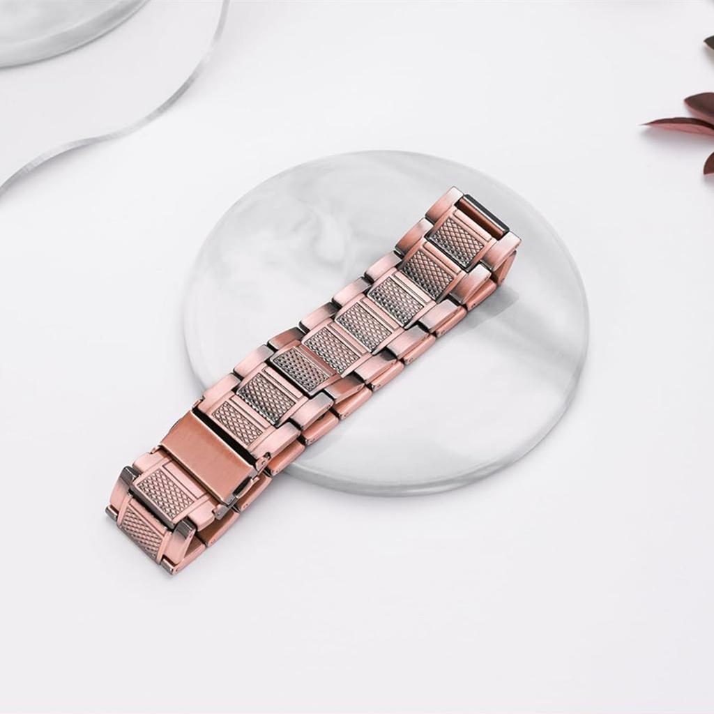 Premium Copper Bracelet for Men with Grid Pattern Design Magnetic Wristband Jewelry Gifts