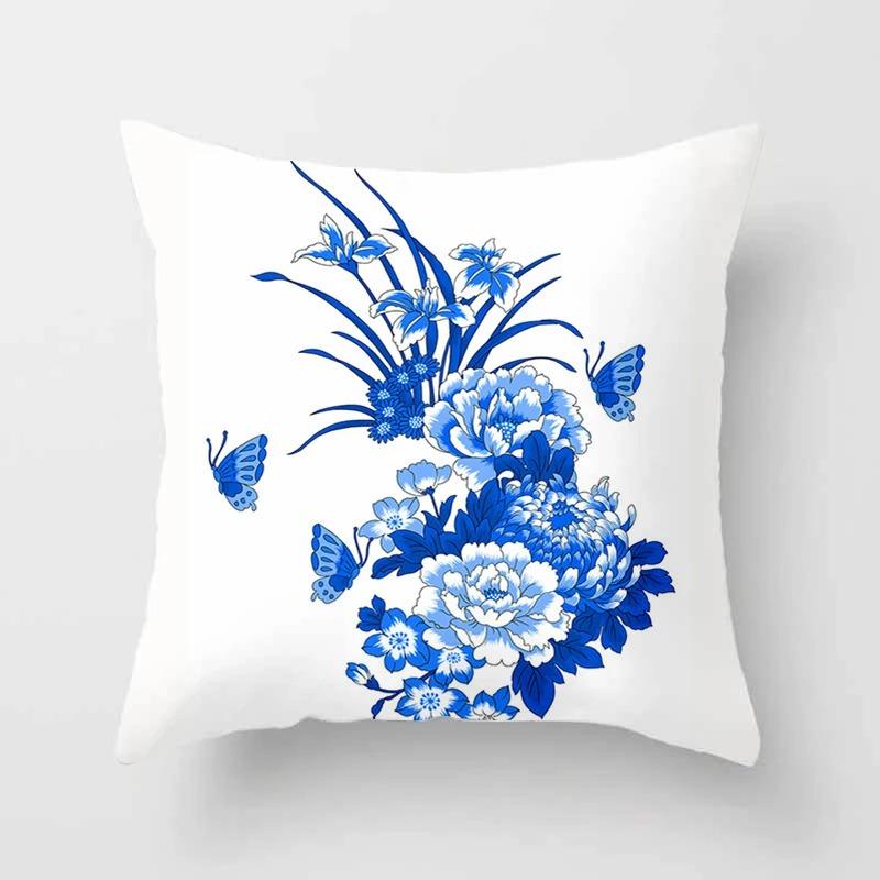Office Living Room Home Pillowcase Luxury Geometric Blue Print Pillowcase Car Ornaments