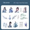 JIANWU Jiangnan Series Vintage Character Flower Landscape Material Collage Scrapbooking PET Sticker Creative Journal Stationery