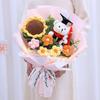 Graduation Crochet Flower Bouquet Handmade Knitted Artificial Sunflower Puff Flower Bear Graduation Gifts for Grad Party Favors