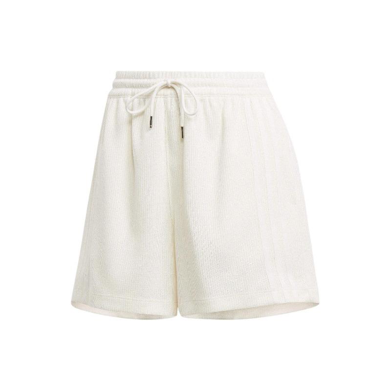 adidas Originals Solid Color Simple High Waist Lace Up Casual Shorts Women Shorts White IS2331