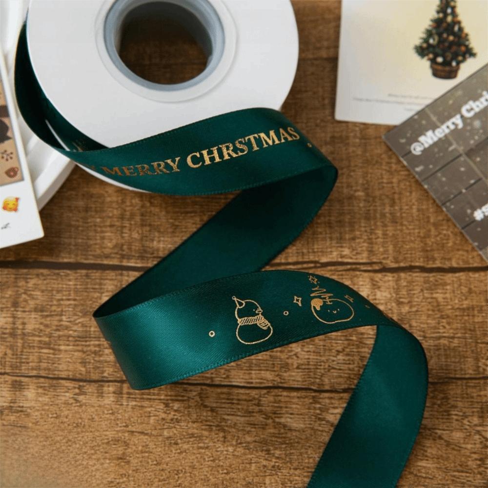 2.5CM Christmas Decor Ribbon Printed Design 25Y Length Polyester Ribbon Polyester Material DIY Gift Packing Home Decor