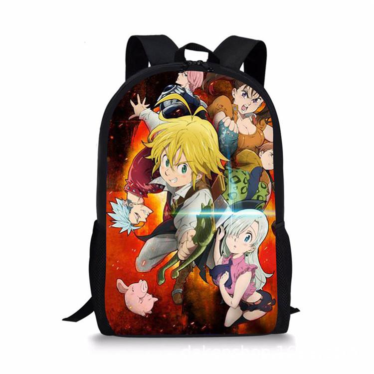 Seven Deadly Sins Cartoon Backpack Unisex Fashionable Travel And School Bag